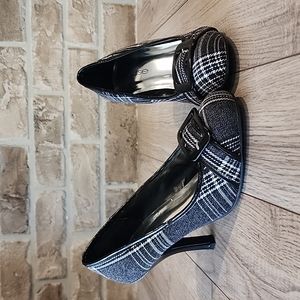 Pumps, Black and White Plaid Pumps